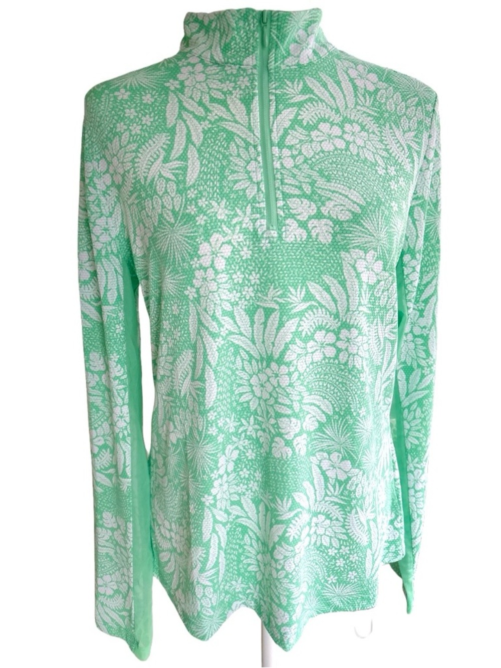NWT Tommy Bahama Mesh Underarm UPF Long Sleeve 1/4 Zip Active Top Size L